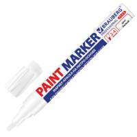 BRAUBERG Маркер-краска лаковый (paint marker) "Pro Plus", 2-4 мм, цвет белый, нитро-основа, алюминиевый корпус