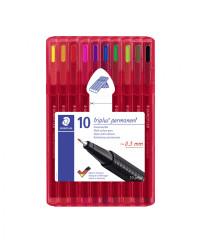 Staedtler Ручки перманентные "Triplus Permanent", 0,3 мм, 10 цветов