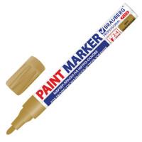 BRAUBERG Маркер-краска лаковый (paint marker) "Pro Plus", 2-4 мм, цвет золотой, нитро-основа, алюминиевый корпус