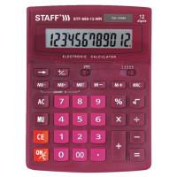 Staff Калькулятор настольный &quot;STF-888-12-WR&quot;, 12 разрядов, двойное питание, 200х150 мм, цвет бордовый