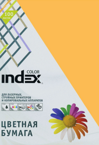 Index Бумага цветная "Color", 80 г/м2, А4, оранжевый, 100 листов