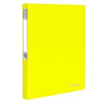 BRAUBERG Папка на 2-х кольцах c внутренним карманом &quot;Neon&quot;, А4, 25 мм, до 120 листов, 0,7 мм, цвет неоновый желтый