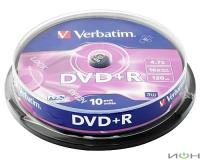 Verbatim Диск  DVD+R 4.7Gb 16x 10шт Cake Box