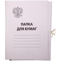 OfficeSpace Папка для бумаг "Герб России", с завязками, 300 г/м2, картон немелованный, белая