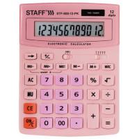 Staff Калькулятор настольный "STF-888-12-PK", 12 разрядов, двойное питание, 200х150 мм, цвет розовый