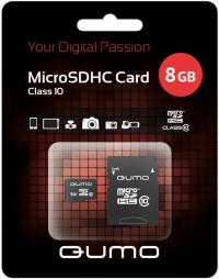 QUMO MicroSDHC 8GB Class 10 + адаптер (черный)
