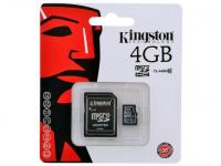 Карта памяти Micro SDHC 4GB Class 10 Kingston SDC10/4GB + адаптер SD