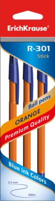 ErichKrause Ручка шариковая "Orange. R-301. Stick", 3 штуки