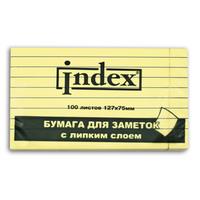 Index Бумага для заметок с липким слоем, желтая в линейку, 100 листов