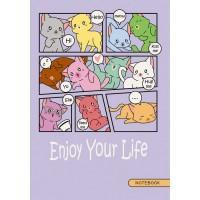 Канц-Эксмо Книга для записей &quot;Жизнь кота&quot;, А6, 48 листов, клетка