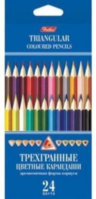 Hatber Карандаши трехгранные цветные, 24 цвета с заточкой