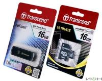 Transcend Комплект аксессуаров  MicroSD 16Gb + USB Flash JF350 16Gb
