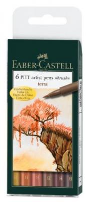 Faber-Castell Ручки капиллярные "Pitt Artist Pen", 6 штук, набор типов, натуральные оттенки