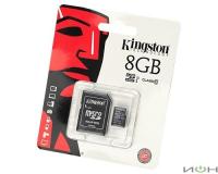 Kingston Карта памяти  MicroSD 8Gb Класс 10 + адаптер SD