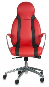 БЮРОКРАТ mio/red+bl кресло руководителя, красный, черный, кожа, крестовина алюминий