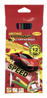 Limpopo Карандаши цветные стираемые "Max Speed", 12 цветов