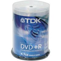 TDK Диск DVD+R TDK, 4.7Gb, 16х, Cake Box, 100 штук