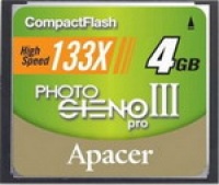 Apacer 4 ГБ, стандарт Compact Flash, скорость 133 x