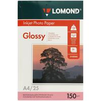 LOMOND Бумага для струйных принтеров "Lomond", А4, 150 г/м2, 25 листов, глянцевая, односторонняя