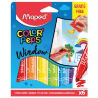 Maped Фломастеры для рисования по стеклу "Color'peps Window", 6 цветов + салфетка