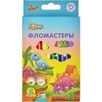 №1 School Фломастеры "Jumbo. Дино", 6 цветов