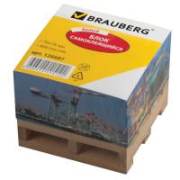 BRAUBERG Блок самоклеящийся на деревянной подставке "Контейнер", 76x76 мм, 400 листов, белый