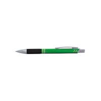 Index Ручка шариковая, автоматическая, зеленый корпус, серебристые детали, цвет чернил синий