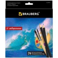 BRAUBERG Карандаши цветные акварельные "Artist line", 24 цвета, заточенные