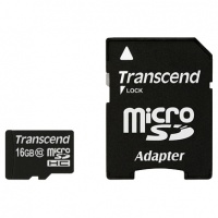 Transcend Micro SecureDigital 16Gb HC  class10 (TS16GUSDHC10) + SD адаптер