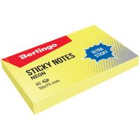 Berlingo Самоклеящийся блок "Ultra Sticky", 50x75 мм, 80 листов, желтый неон