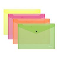 ErichKrause Папка-конверт на кнопке "Fizzy Neon", полупрозрачная, A4