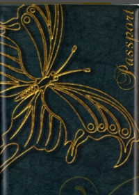 Символик Обложка для паспорта "Золотая бабочка на тёмно-зелёном фоне"