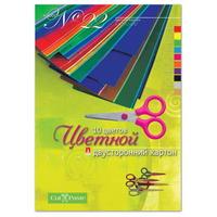 Альт Картон цветной двусторонний, А4, 10 листов, 10 цветов