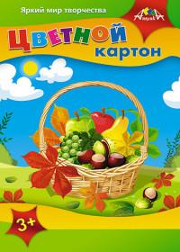 АппликА Цветной картон "Корзинка с фруктами", А4, 5 листов, 5 цветов