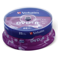 Verbatim Диск DVD+R(плюс) 4,7 Gb 16x, Cake Box 43500 (ш/к-5006), 25 штук