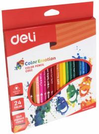 DELI Карандаши цветные "Color Emotion", трехгранные, 24 цвета