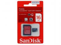 Sandisk Карта памяти MicroSDHC 16Gb Class4 + SD Adapter