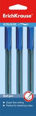 ErichKrause Ручка шариковая "Ultra Glide Technology U-18", синяя, 3 штуки