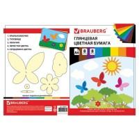 BRAUBERG Цветная мелованная бумага "Бабочки", А4, 8 цветов, 8 листов