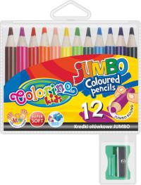 Colorino Круглые цветные укороченные карандаши "JUMBO", 12 цветов, с точилкой