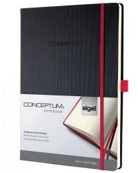 Sigel Деловой блокнот "Conceptum. Red Hardcover", А4, 97 листов, линия, цвет обложки черный, цвет резинки красный