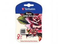 Verbatim Флешка USB 8Gb Store n Go Mini Tattoo Edition Rose 49881 USB2.0 белый