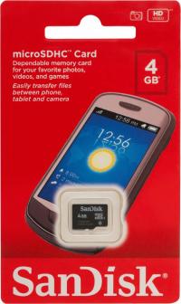 Sandisk microSDHC Card 4GB Class 4