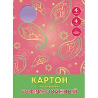 Канц-Эксмо Гофрированный перламутровый картон &quot;Нежные оттенки&quot;, 4 цвета, 4 листа