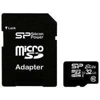 Silicon Power Micro SecureDigital 32Gb HC  Elite class10 UHS-1 (SP032GBSTHBU1V10-SP) + адаптер SD