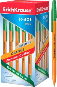 ErichKrause Ручка шариковая "R-301 Orange Stick", без штрих-кода, зеленая