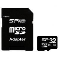 Silicon Power MicroSDHC + SD адаптер microSDHC, 32Гб, Class 6