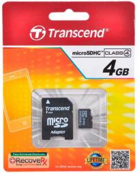Transcend microsdhc 4gb class 4 + адаптер (ts4gusdhc4)