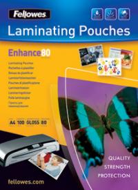 Fellowes Lamination Pouches with Adhesive Back A4, 80 мкм, 100 шт.