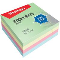 Berlingo Самоклеящийся блок "Ultra Sticky", 75x75 мм, 400 листов, 4 пастельных цвета